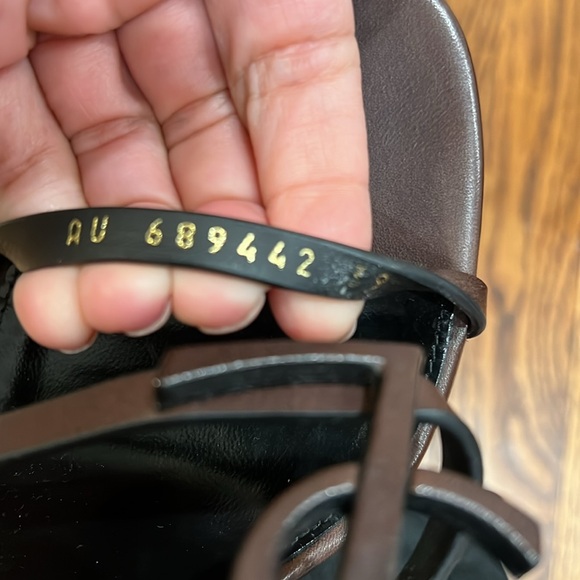 Saint Laurent Cassandra sandals in smooth chocolate brown leather with brown YSL - Picture 7 of 7